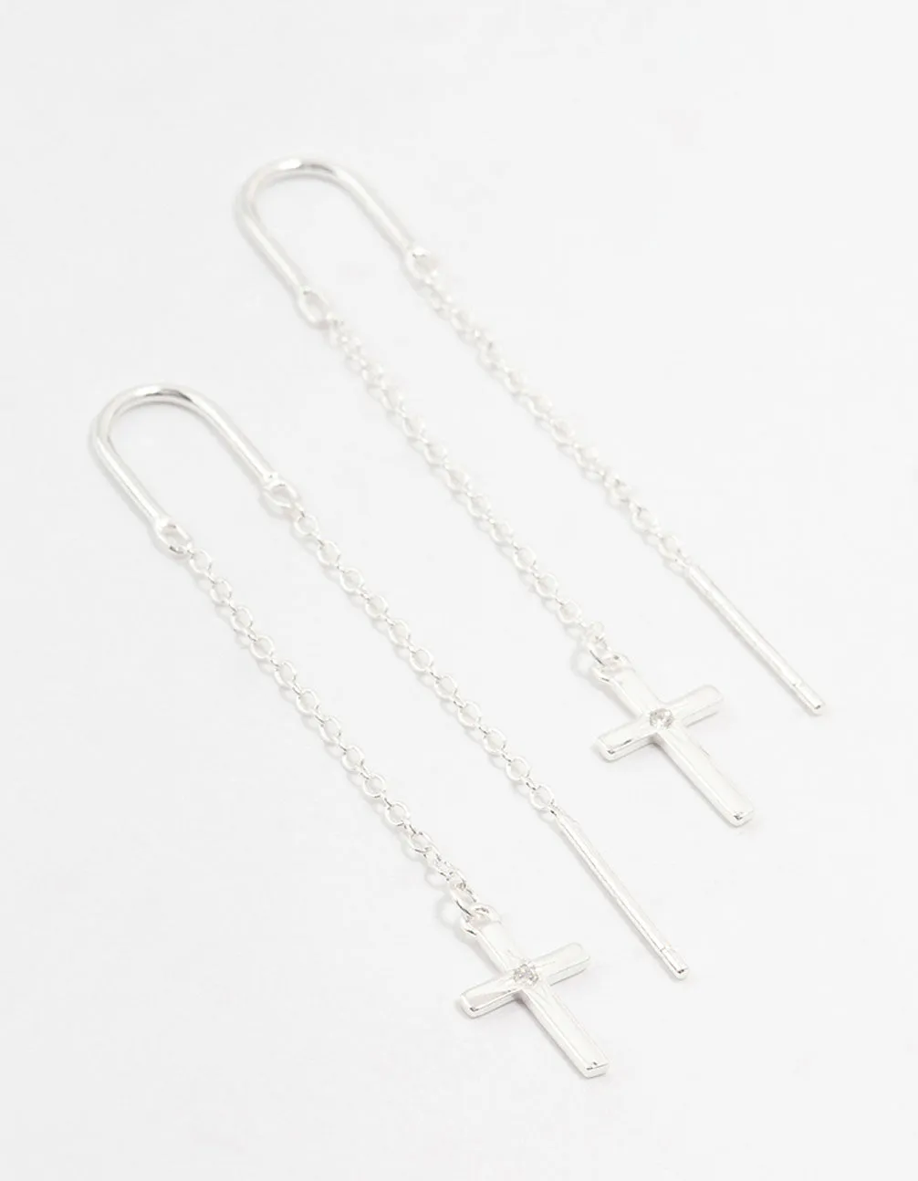 Sterling Silver Thread Through Cross Drop Earrings sold by lovisa