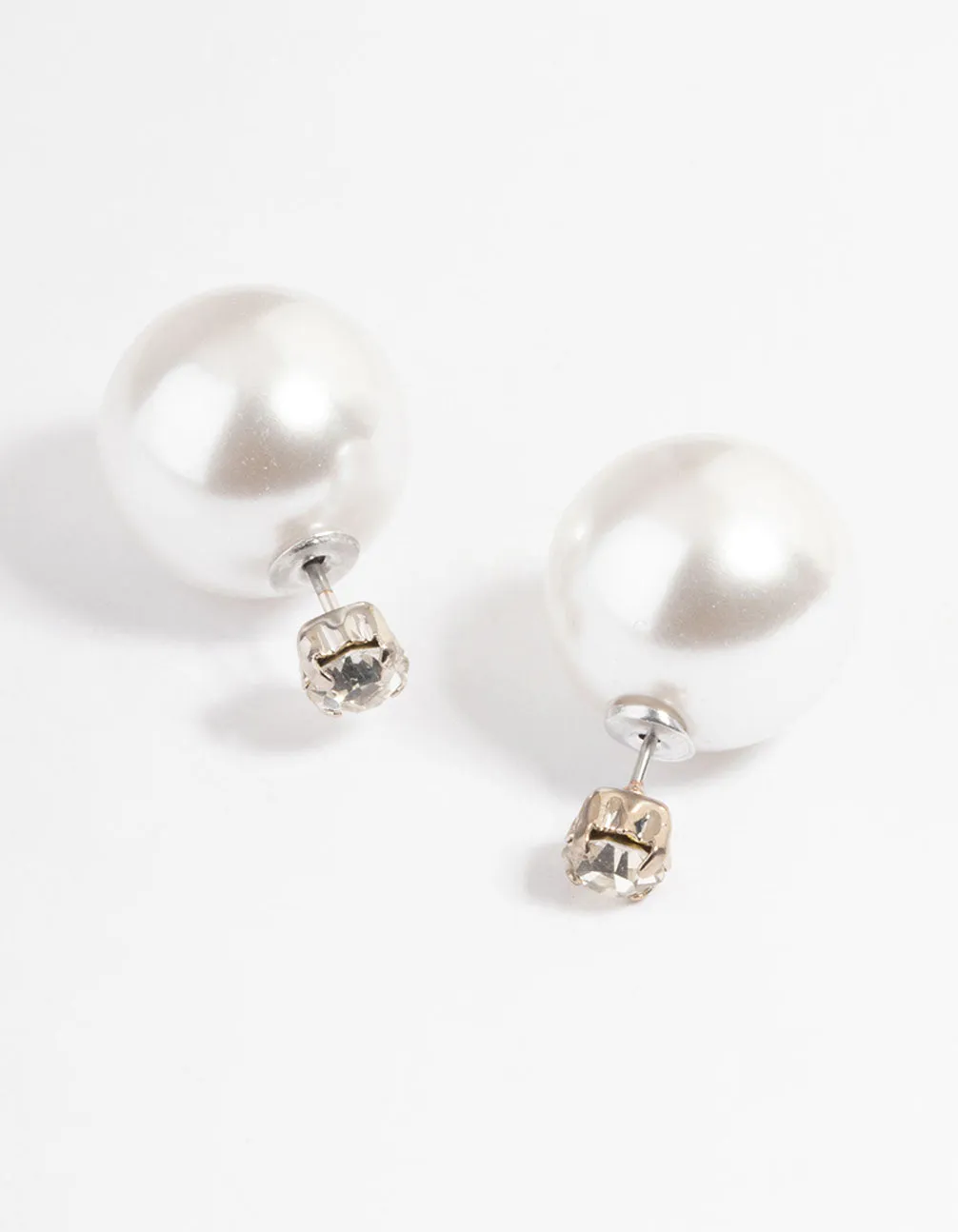 Rhodium Pearl & Diamante Sandwich Earrings sold by lovisa