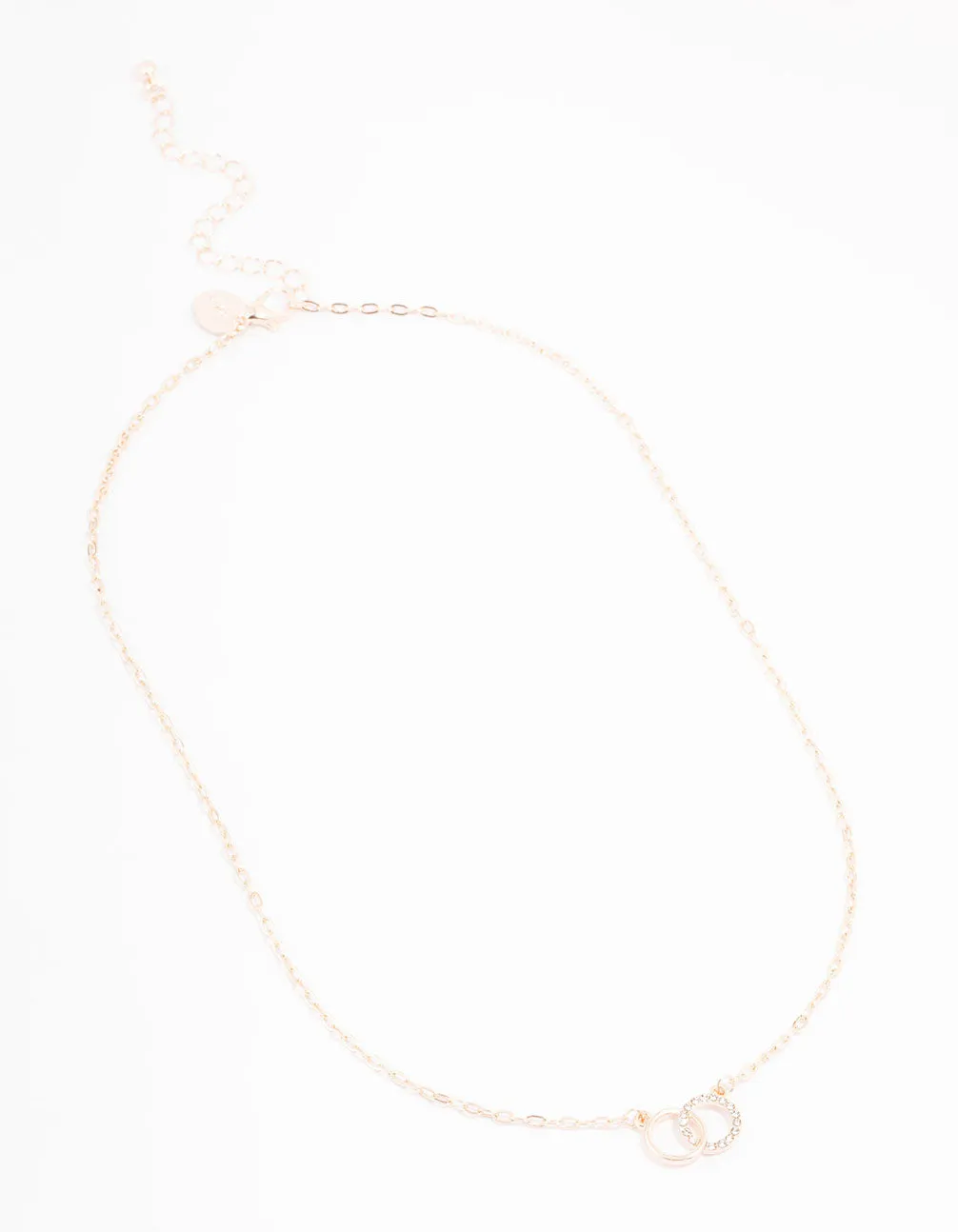 Rose Gold Interlocking Circular Diamante Pendant Necklace sold by lovisa product image thumbnail 3