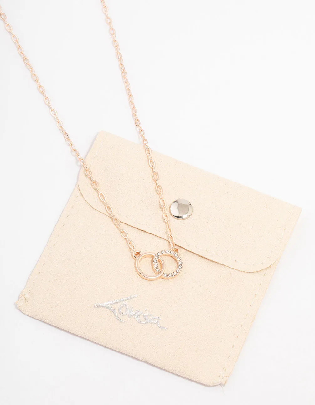 Rose Gold Interlocking Circular Diamante Pendant Necklace sold by lovisa product image thumbnail 2