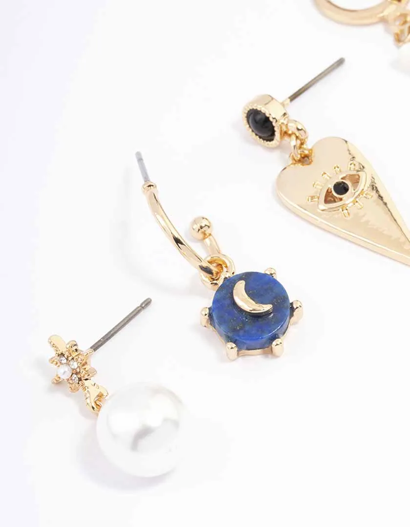 Gold Celestial Huggie Earring 4-Pack sold by lovisa product image thumbnail 2