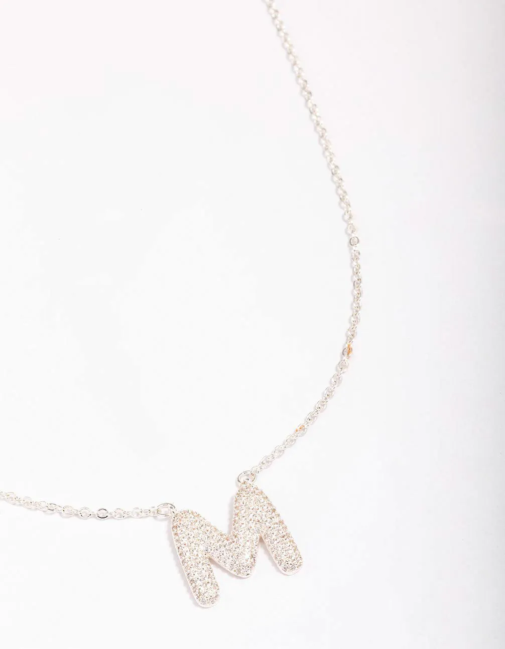 Letter M Silver Plated Pave Pendant Initial Necklace sold by lovisa