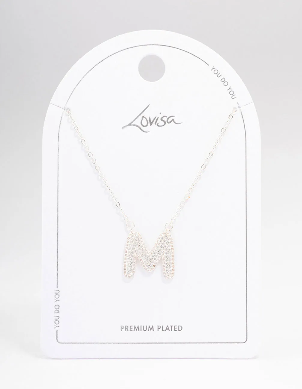 Letter M Silver Plated Pave Pendant Initial Necklace sold by lovisa product image thumbnail 3