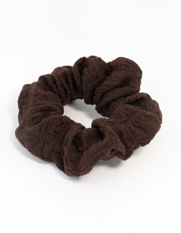 Brown Fabric Seersucker Scrunchie sold by lovisa
