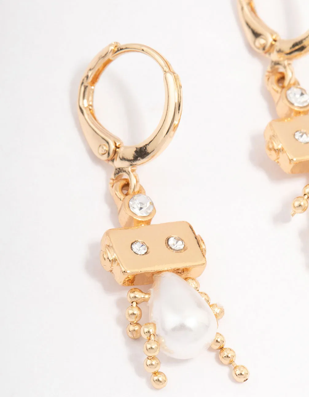 Gold Pearl Robot Huggie Hoop Earrings sold by lovisa product image thumbnail 2