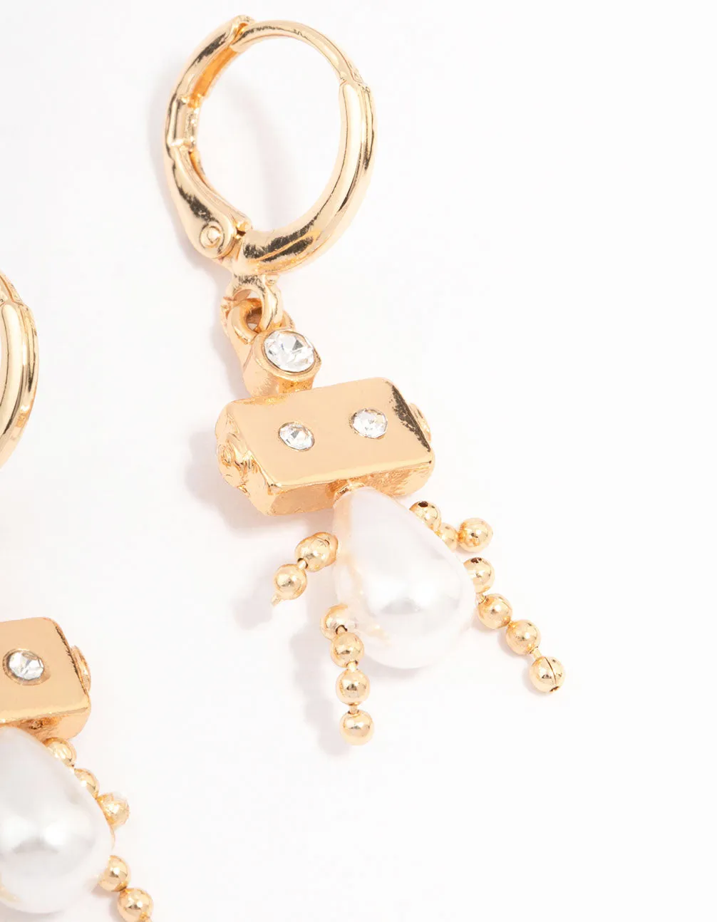 Gold Pearl Robot Huggie Hoop Earrings sold by lovisa product image thumbnail 3