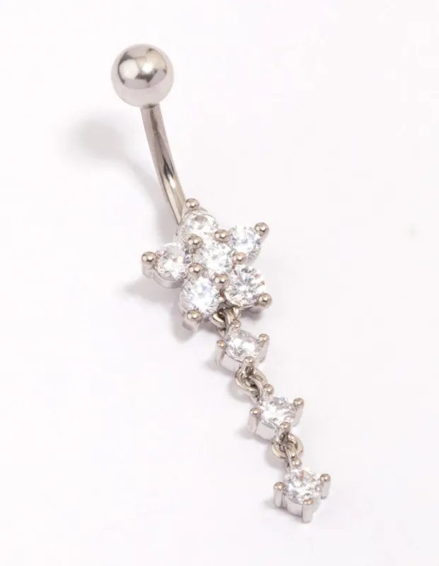 Titanium Cubic Zirconia Flower Triple Belly Piercing sold by lovisa