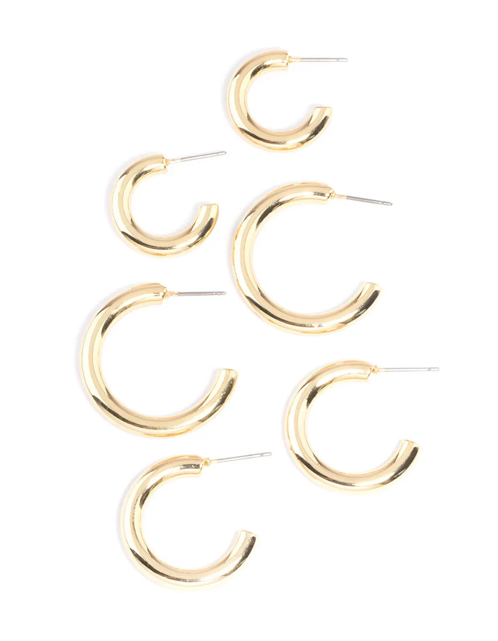 Gold Plated Chunky Hoop Earrings Pack sold by lovisa product image thumbnail 3