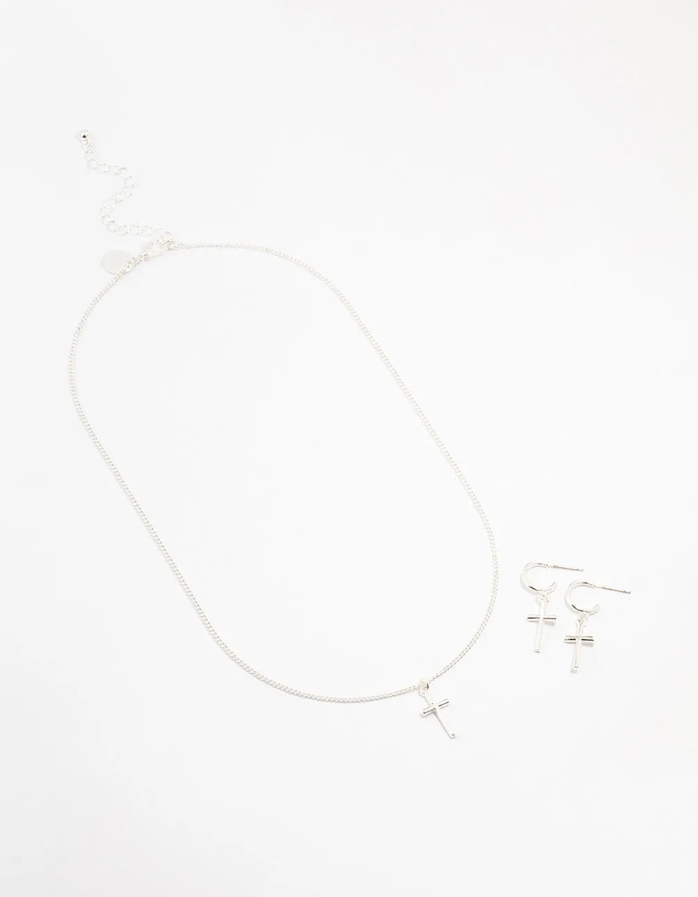 Sleek Silver Cross Necklace & Earring Set sold by lovisa product image thumbnail 2