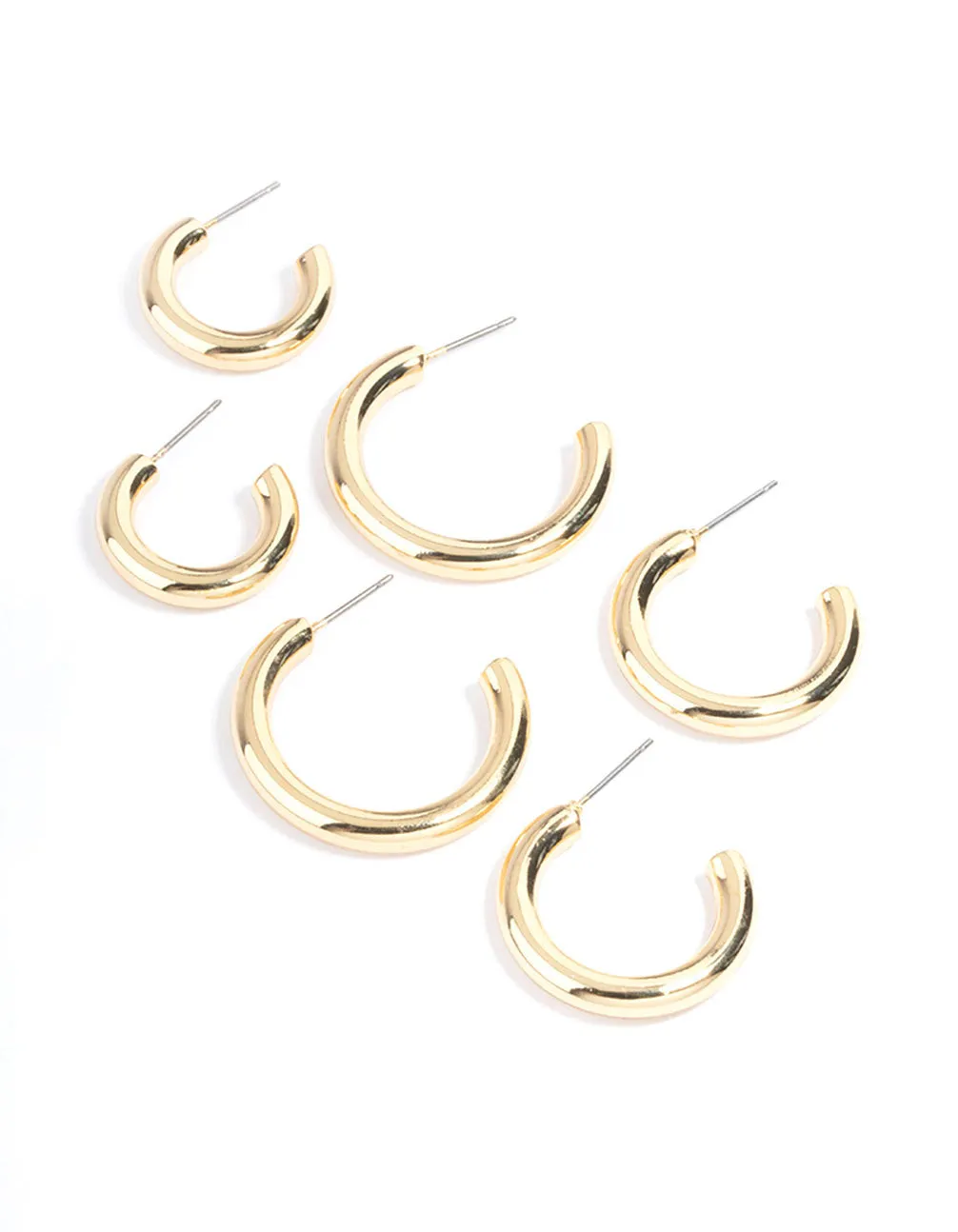 Gold Plated Chunky Hoop Earrings Pack sold by lovisa