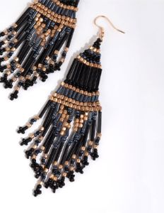 Beaded Tassel Drop Earrings sold by lovisa