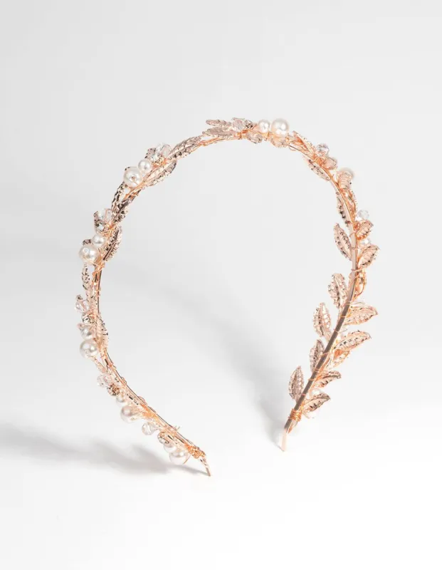 Rose Gold Vine & Pearl Alice Band sold by lovisa