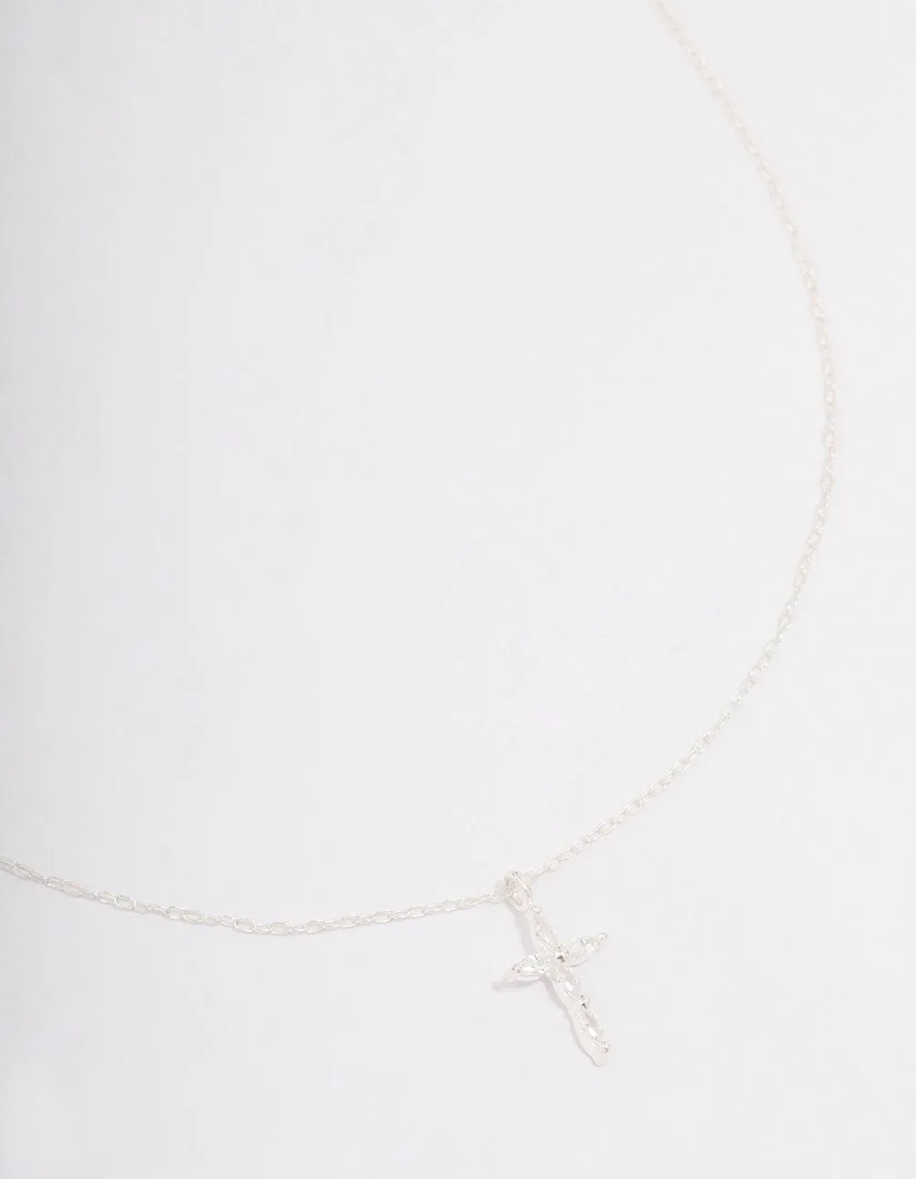 Sterling Silver Cubic Zirconia Marquise Cross Necklace sold by lovisa