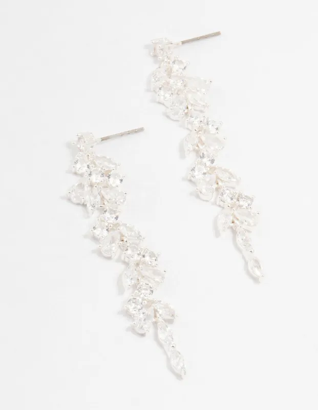 Cubic Zirconia Stone Silver Medium Drop Earrings sold by lovisa