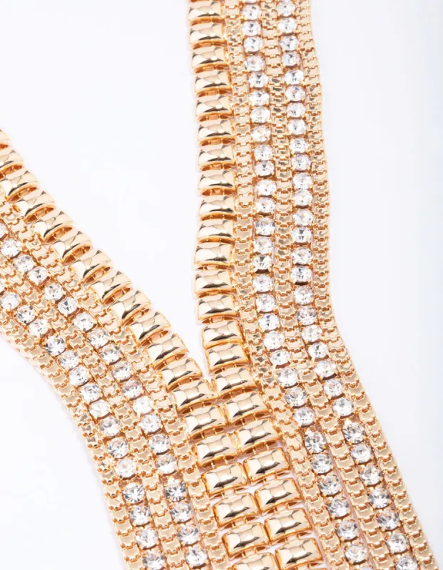 Gold Diamante Statement Necklace sold by lovisa