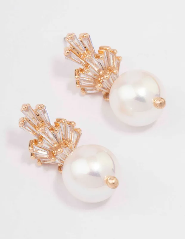 Gold Stalactite Cluster Pearl Drop Earrings sold by lovisa