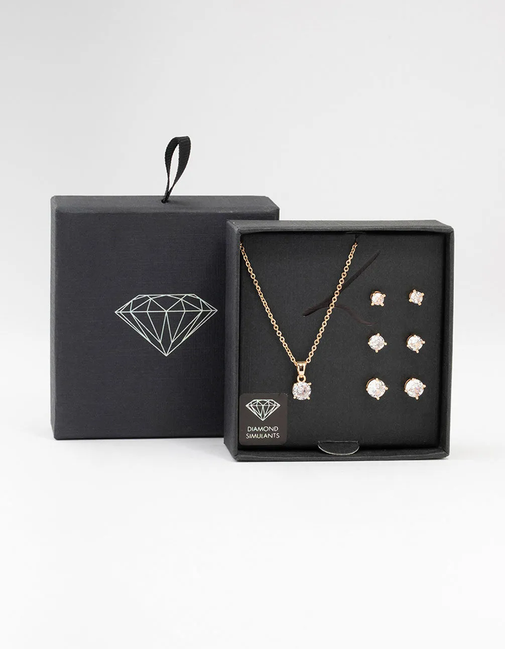 Gold Multiple Cubic Zirconia 6-Pack Stud Earrings & Necklace Set sold by lovisa product image thumbnail 3