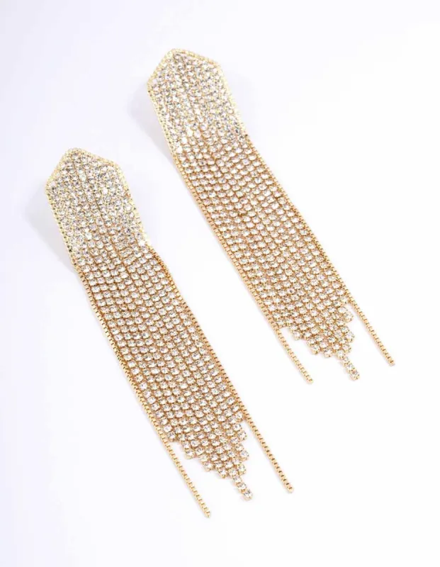 Gold Multi Chain Pointed Drop Earrings sold by lovisa