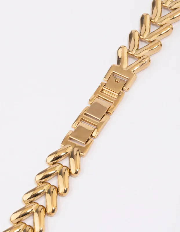 Gold Chunky Herringbone Chain Watch Band 38/40/41mm sold by lovisa