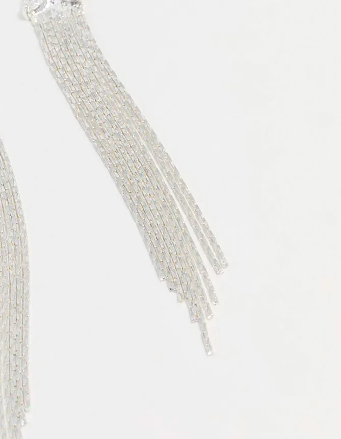 Silver Cubic Zirconia Tassel Drop Earrings sold by lovisa product image thumbnail 3