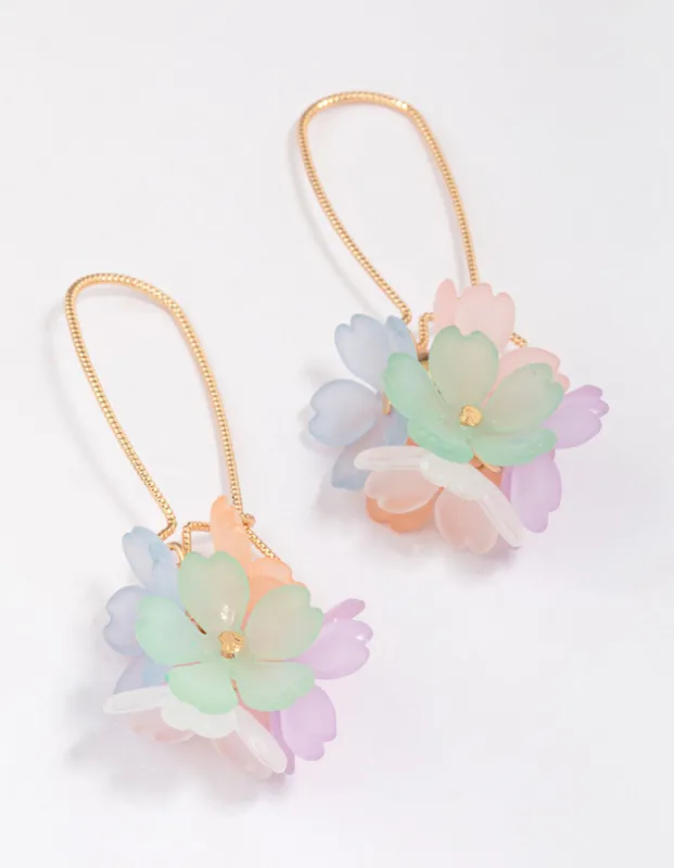 Gold Cluster Flower Fish Hook Drop Earrings sold by lovisa