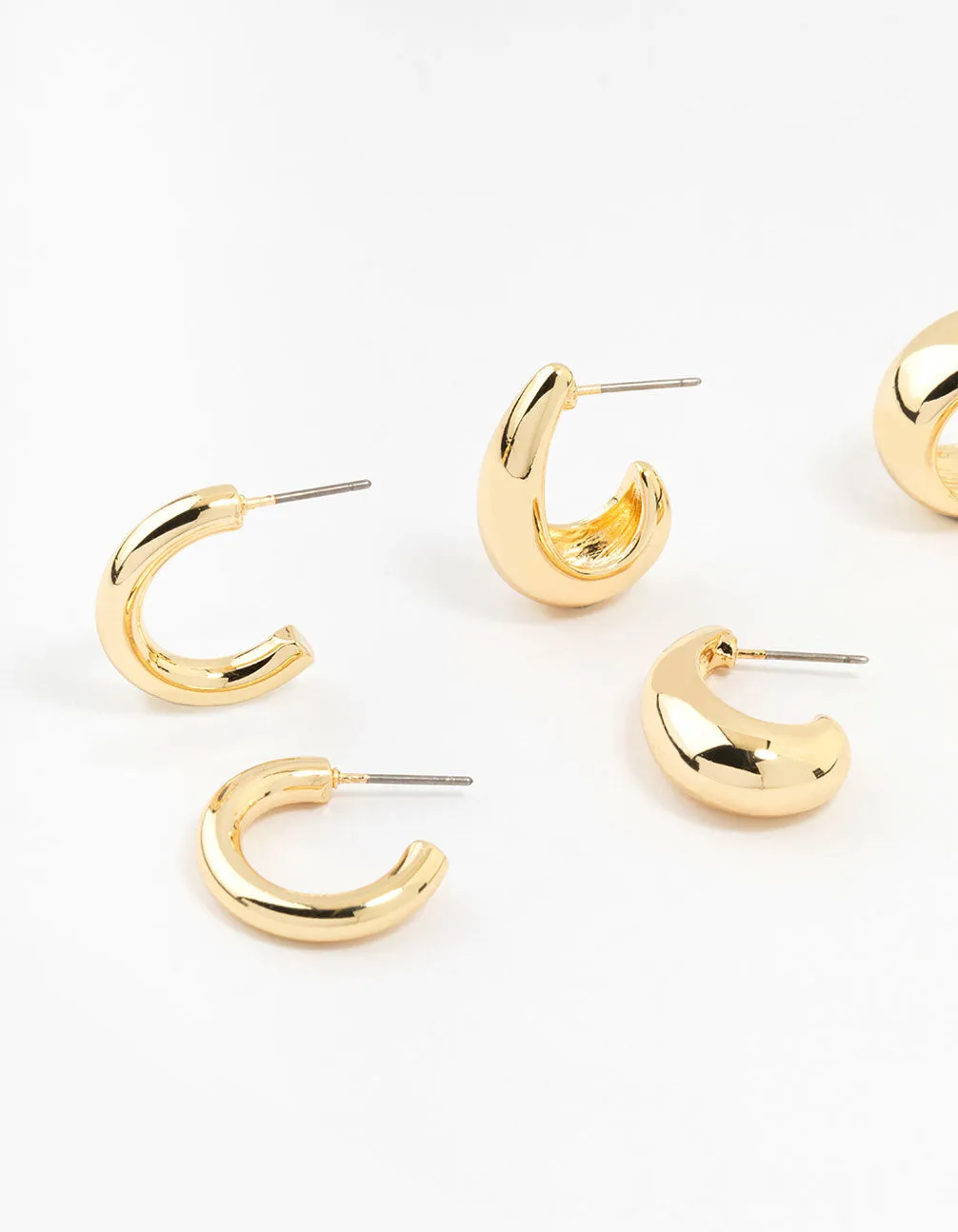 Gold Plated Chunky Hoop Earrings 3-Pack sold by lovisa product image thumbnail 2