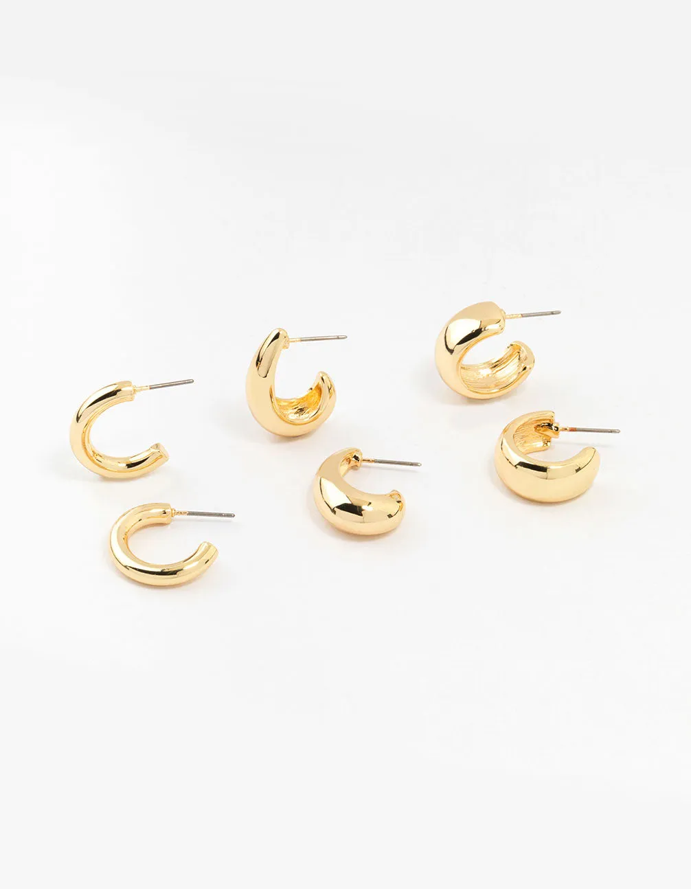 Gold Plated Chunky Hoop Earrings 3-Pack sold by lovisa