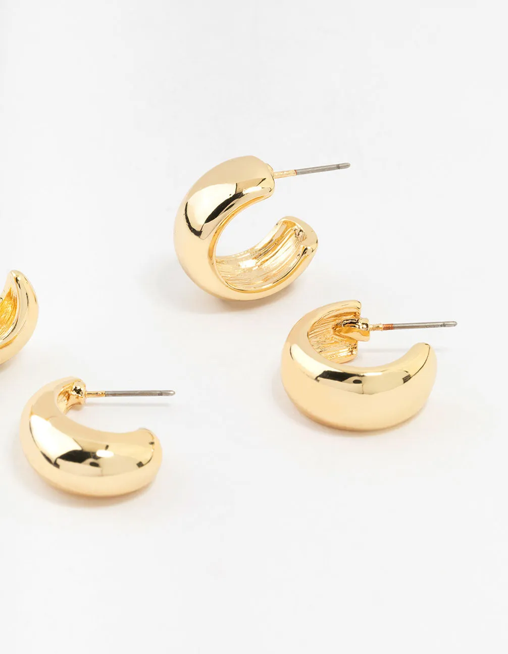 Gold Plated Chunky Hoop Earrings 3-Pack sold by lovisa product image thumbnail 3