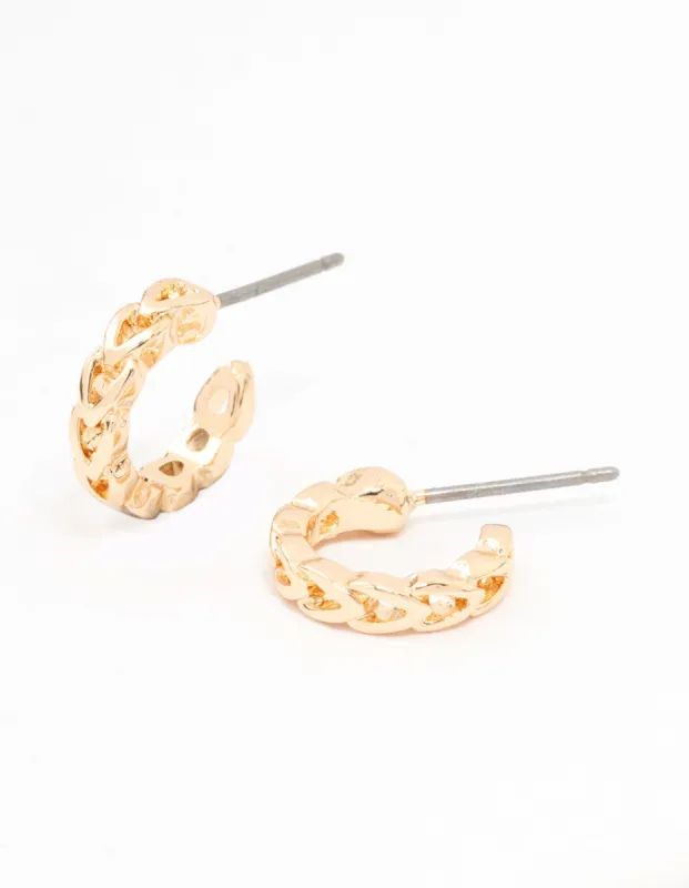 Gold Cut Out Heart Huggie Earrings sold by lovisa