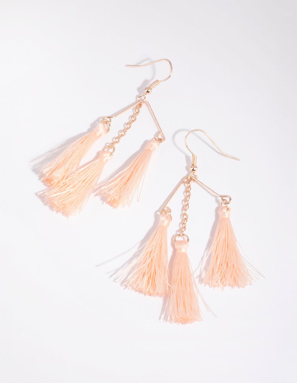 Rose Gold Triple Tassel Drop Earrings sold by lovisa