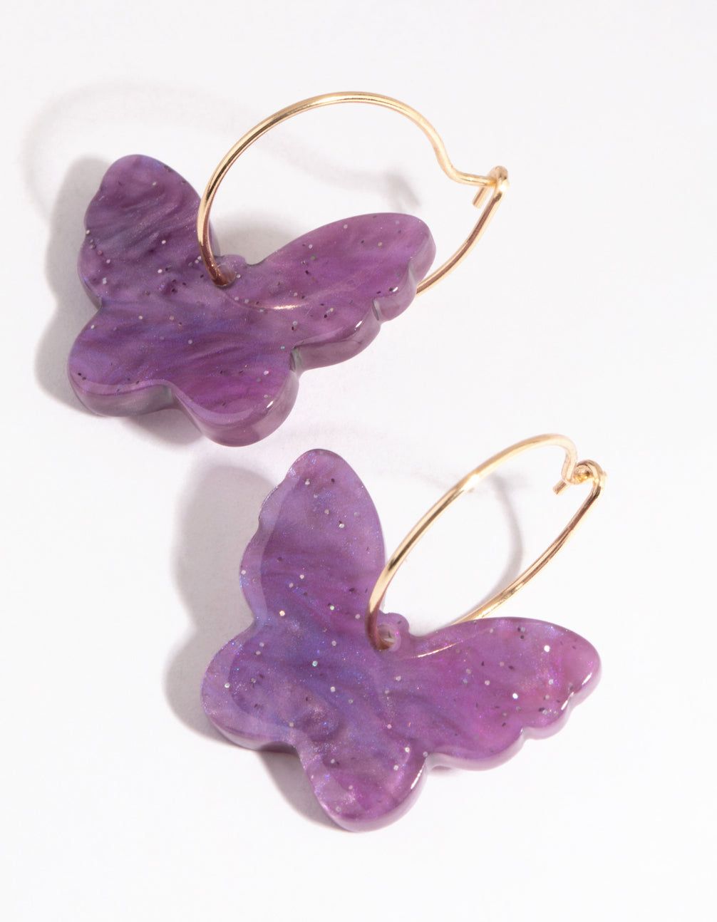 Purple Butterfly Hoop Earrings sold by lovisa