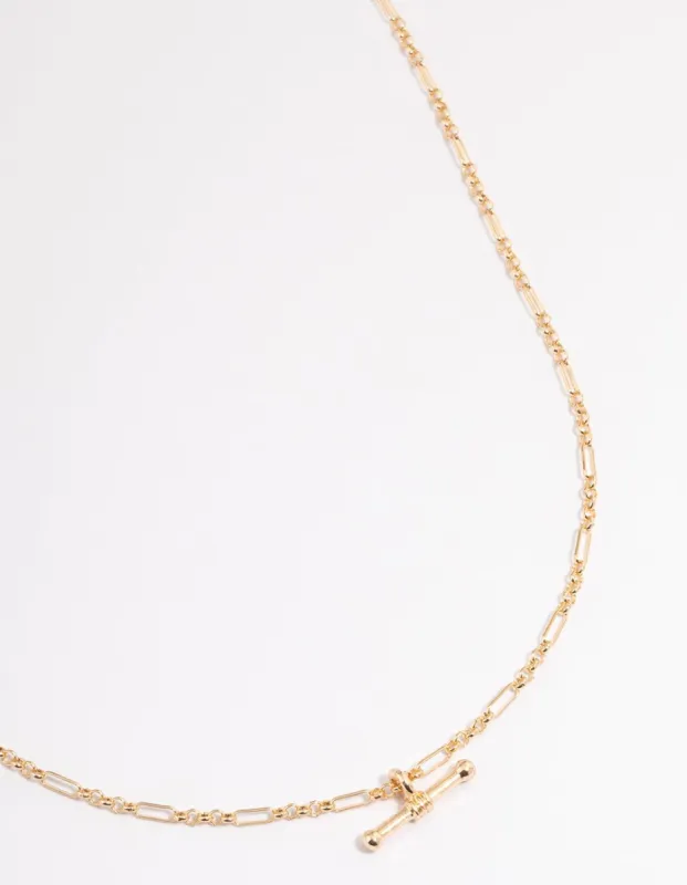 Gold Toggle Figaro Chain Necklace sold by lovisa