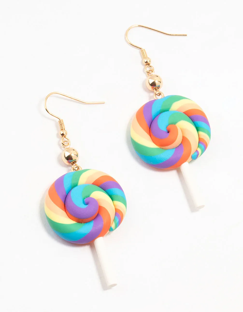 Rainbow Swirl Lollipop Drop Earrings sold by lovisa