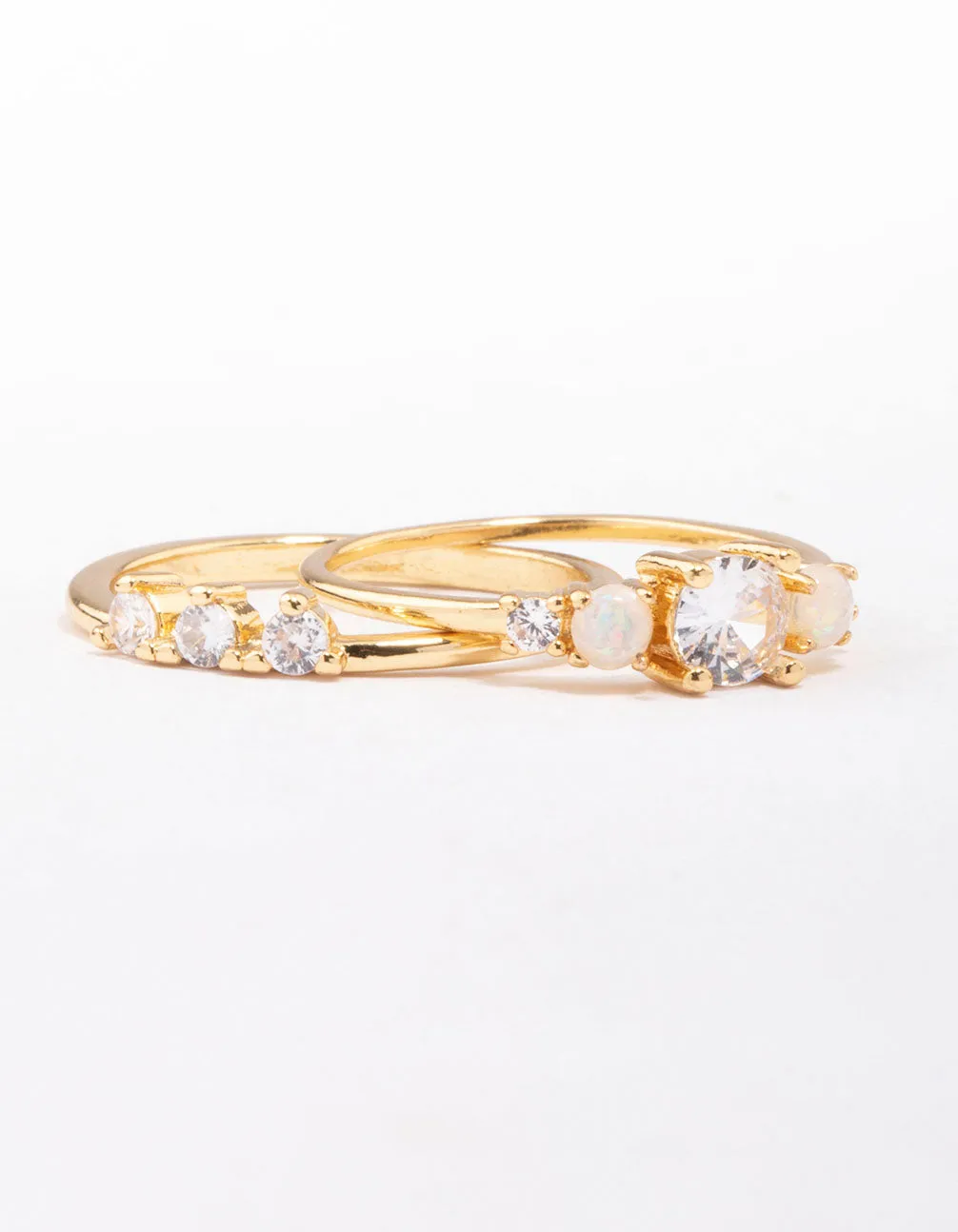 Gold Plated Petitie Cubic Zirconia Stacking Ring sold by lovisa