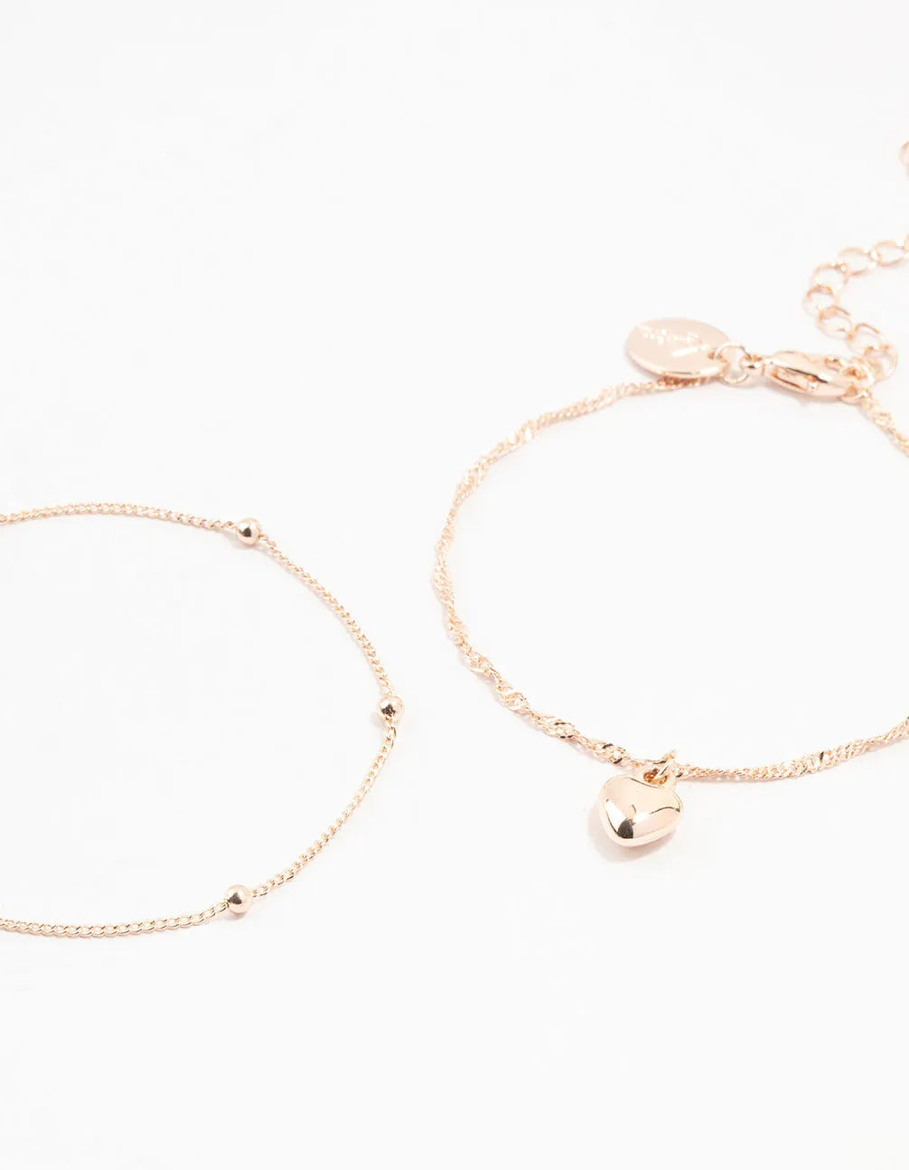 Rose Gold Twisted Puffy Heart Bracelets 2-Pack sold by lovisa product image thumbnail 2