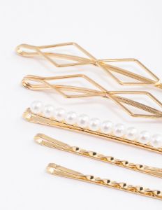 Gold Pearl Hair Slide 5-Pack sold by lovisa