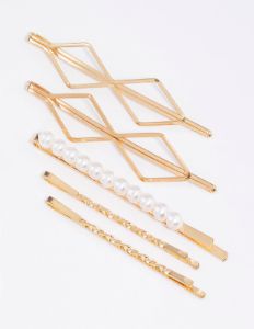 Gold Pearl Hair Slide 5-Pack sold by lovisa