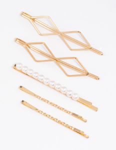 Gold Pearl Hair Slide 5-Pack sold by lovisa