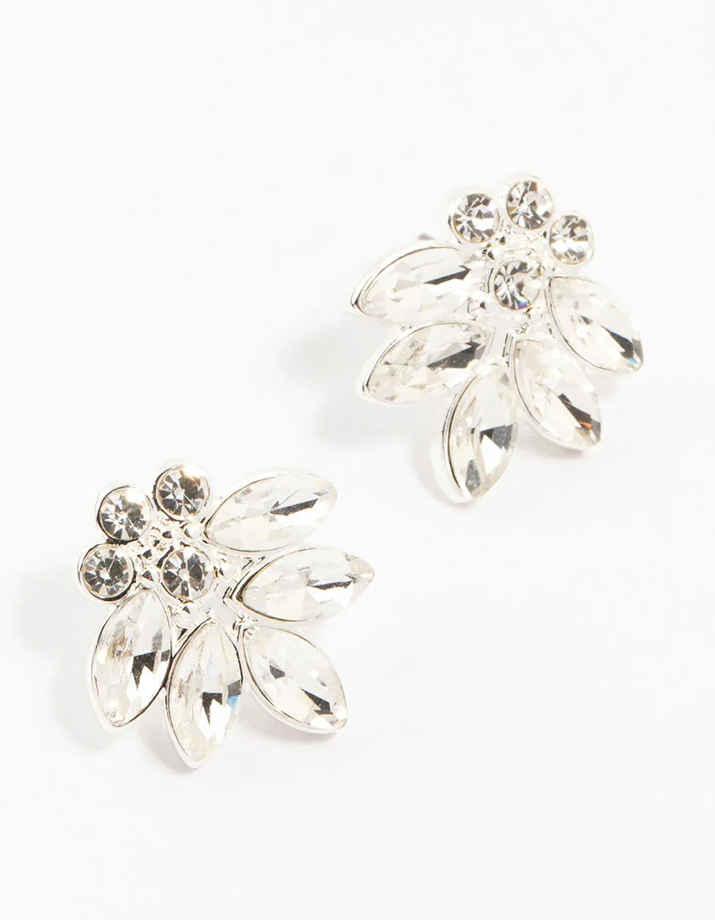Silver Marquise Diamante Stone Stud Earrings sold by lovisa