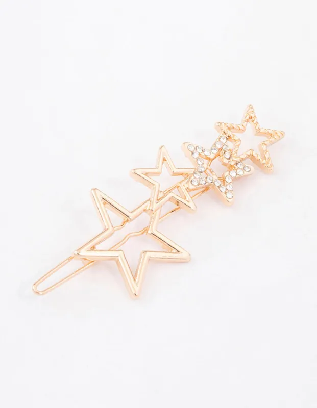 Gold Diamante Star Hair Clip sold by lovisa