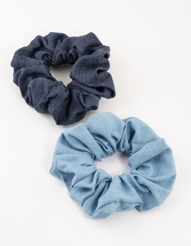 Fabric Blue Denim Hair Scrunchie Pack sold by lovisa
