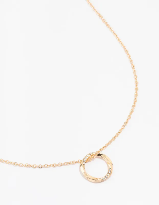 Gold Thin Diamante O Ring Necklace sold by lovisa