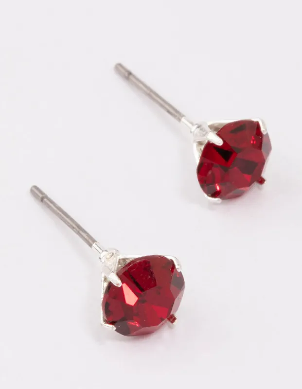 Silver Ruby Crystal Stud Earrings sold by lovisa