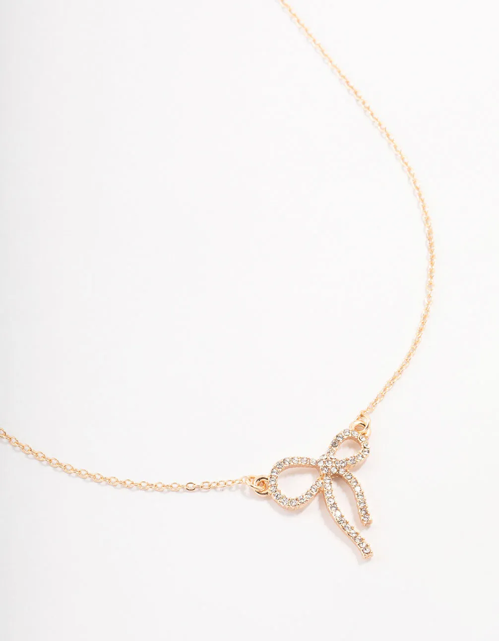 Gold Diamante Bow Necklace sold by lovisa