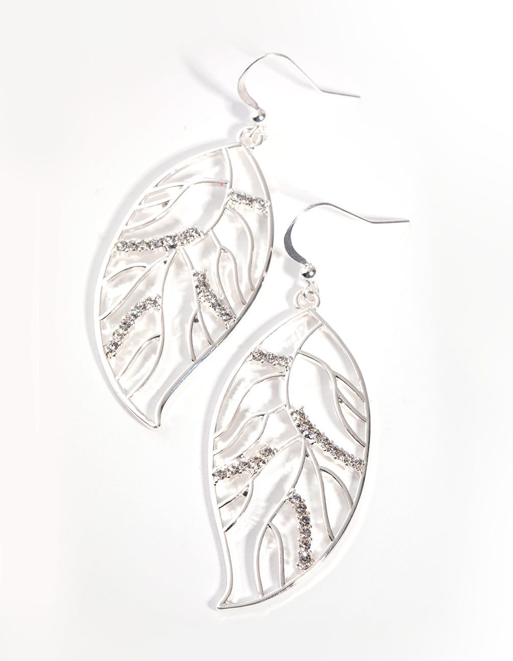 Silver Diamante Tree Leaf Drop Earrings sold by lovisa