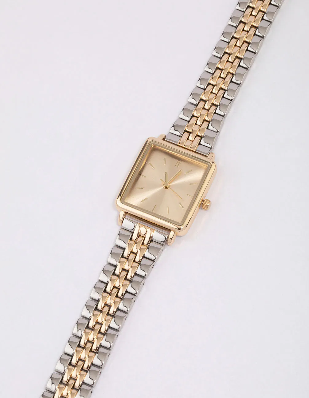 Gold & Silver Two-Toned Square Watch sold by lovisa