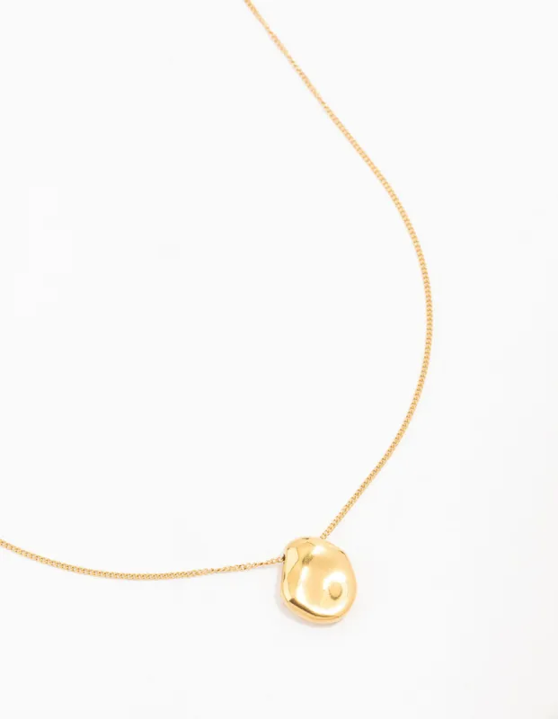 Waterproof Gold Plated Stainless Steel Organic Disc Pendant Necklace sold by lovisa