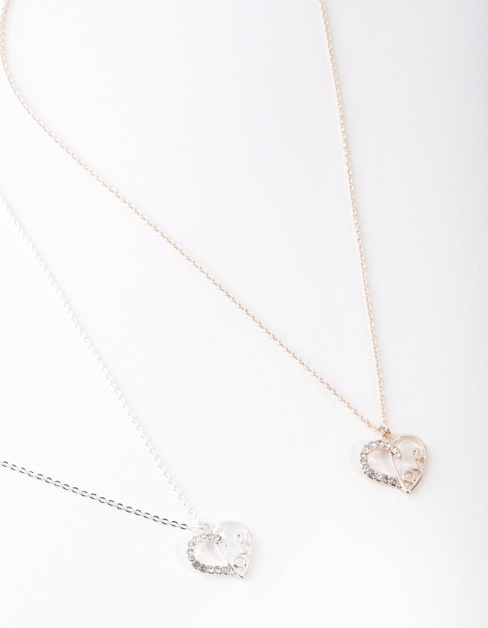 Mixed Metal Diamante Love Heart Necklace Pack sold by lovisa product image thumbnail 3