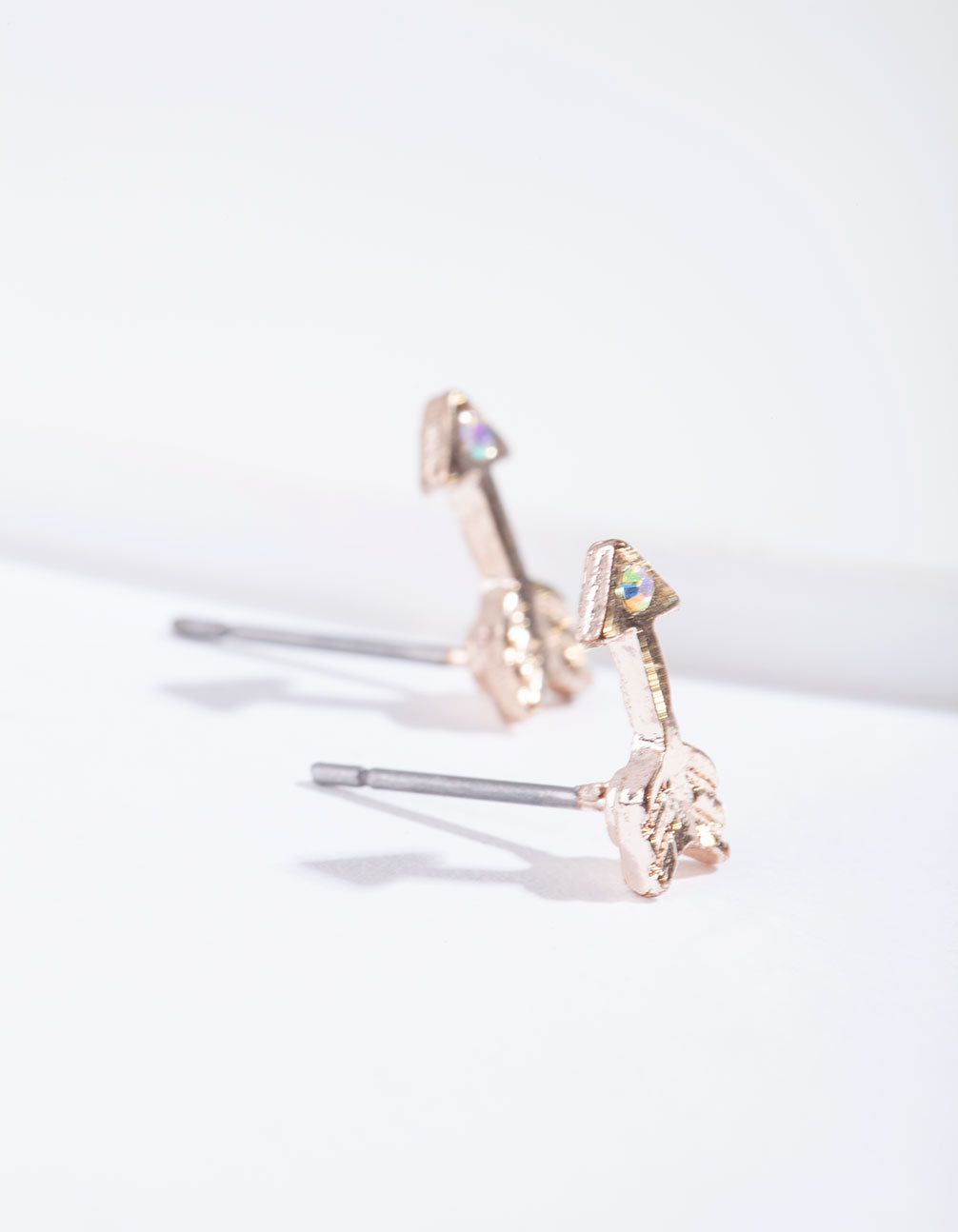Rose Gold Arrow & Diamante Stud Earrings sold by lovisa