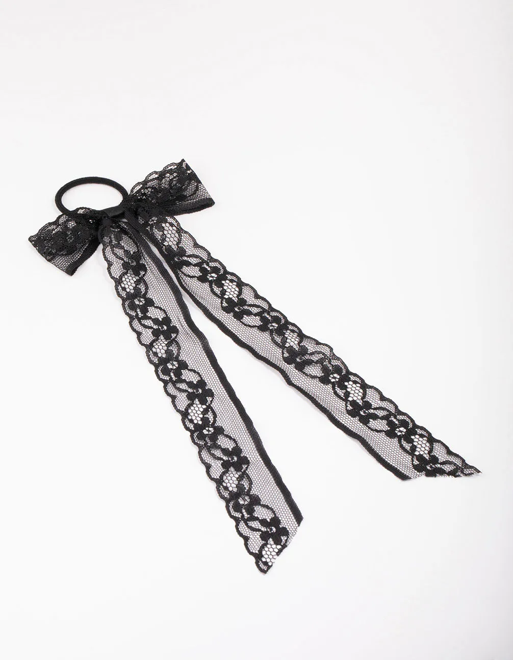 Black Lace Bow Hair Tie sold by lovisa